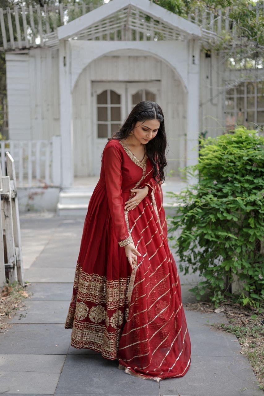 Designer Embroidered Gown with Dupatta